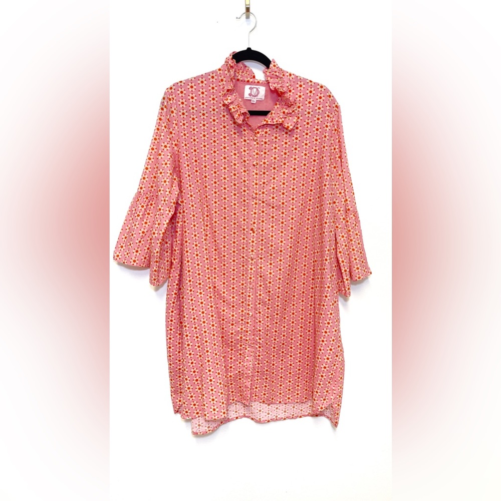 NWT Victoria Dunn Shirt Dress Retro Pattern - Floral Mid-Century Hazy Daze Prep